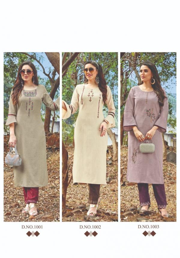 Parra Nature Fancy Cotton Embroidery Kurti With Bottom 